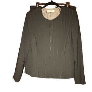 Tahari Gray Pinstripe Blazer and Skirt Suit Set